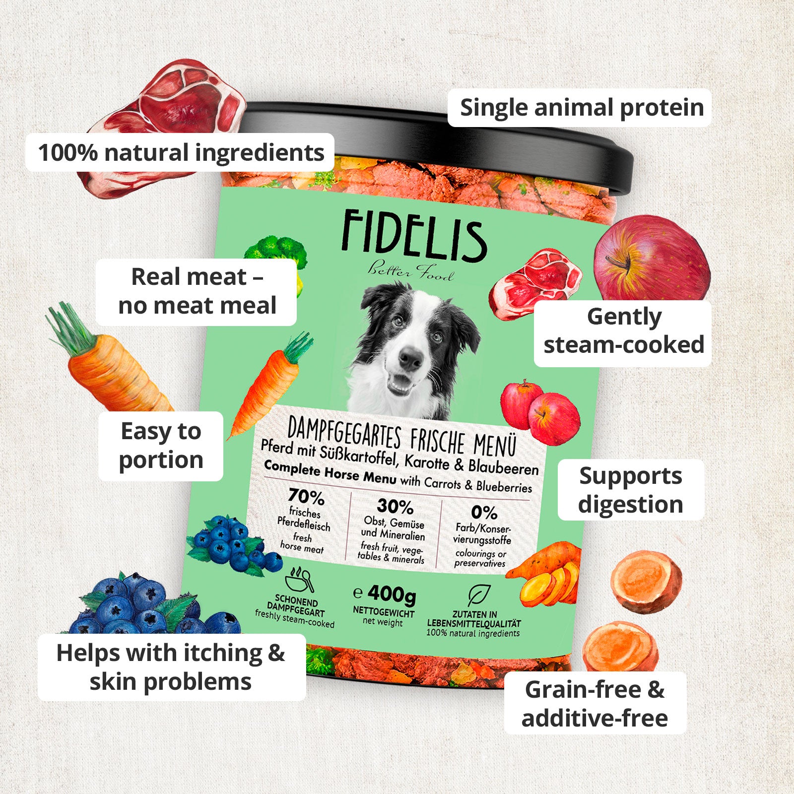 6 x 400g Horse with Parsnip, Carrot and Broccoli