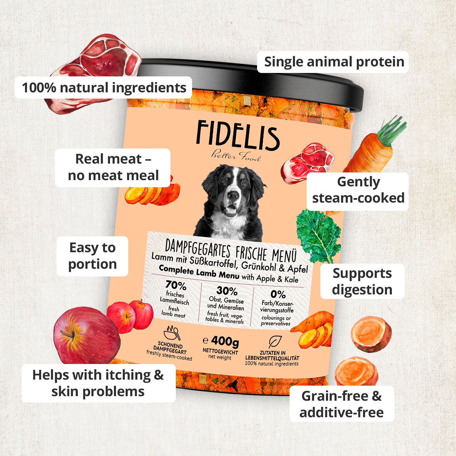 6 x 400g Lamb with Sweet Potato, Apple and Lentils