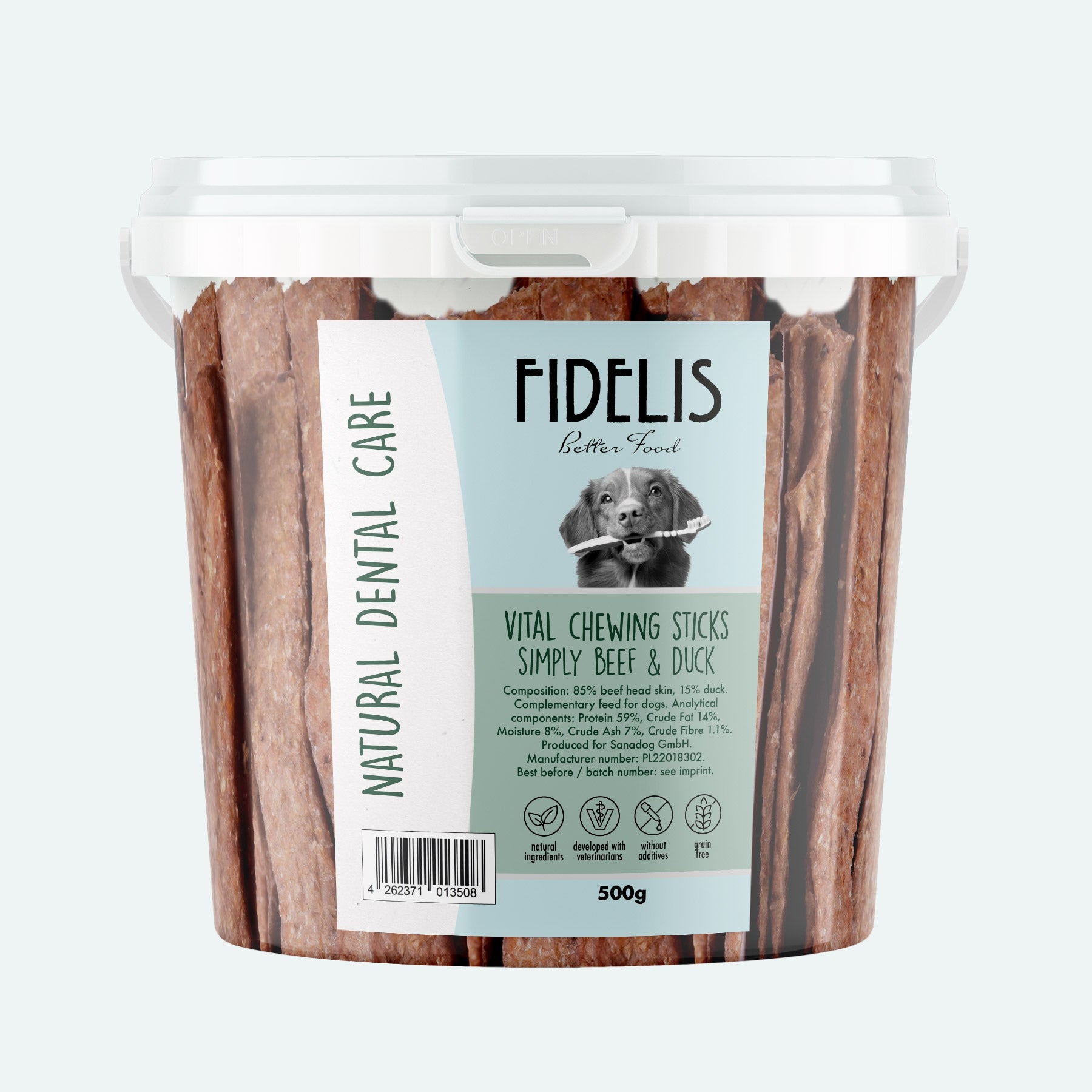Vital Chewing Sticks Beef & Duck Bucket Dog Fidelis Dog