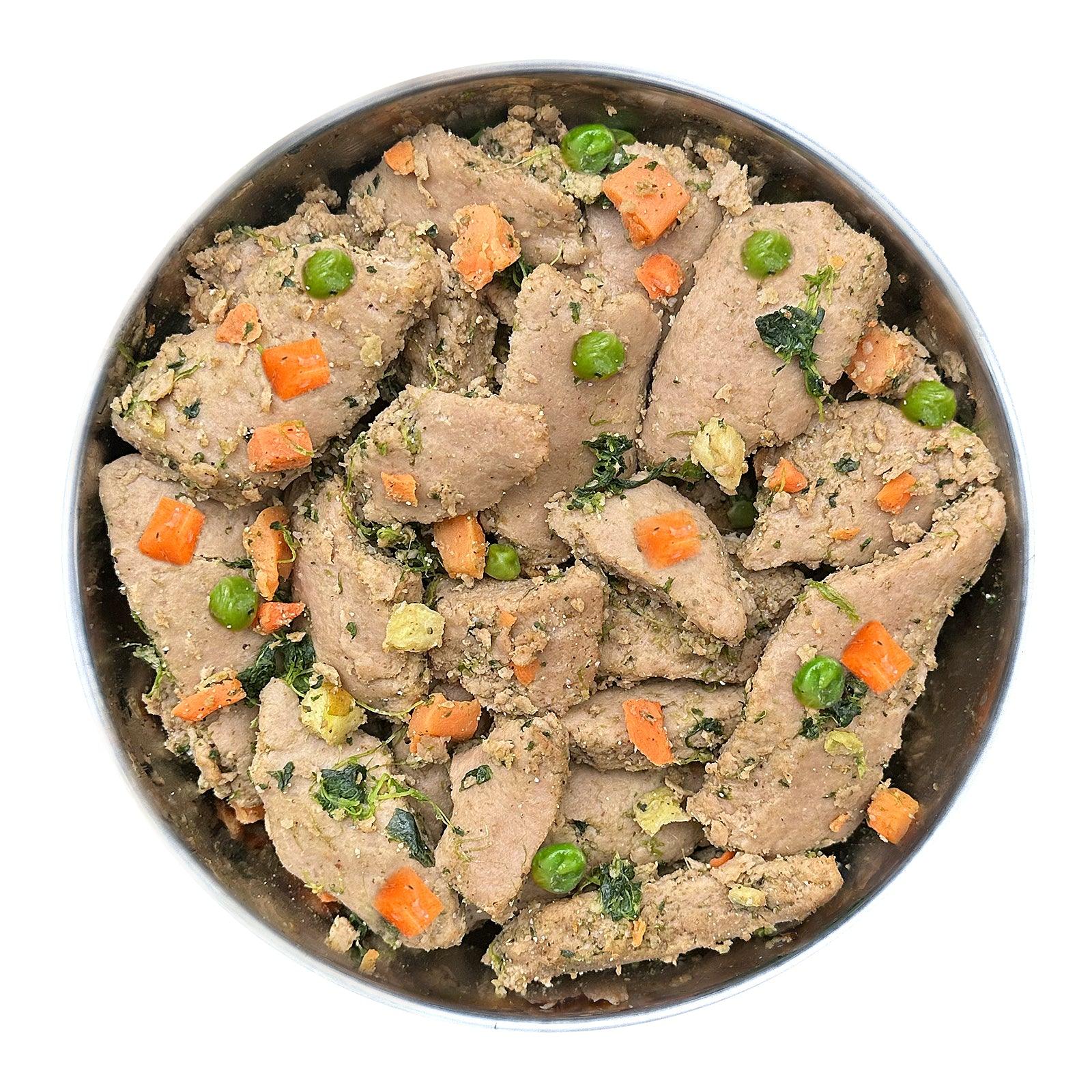Cooked Fresh Turkey with Sweet Potato, Peas and Spinach (glass)